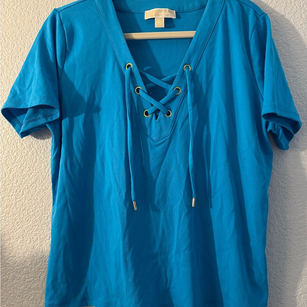 XL Michael Kors Blue Lace-Up Top